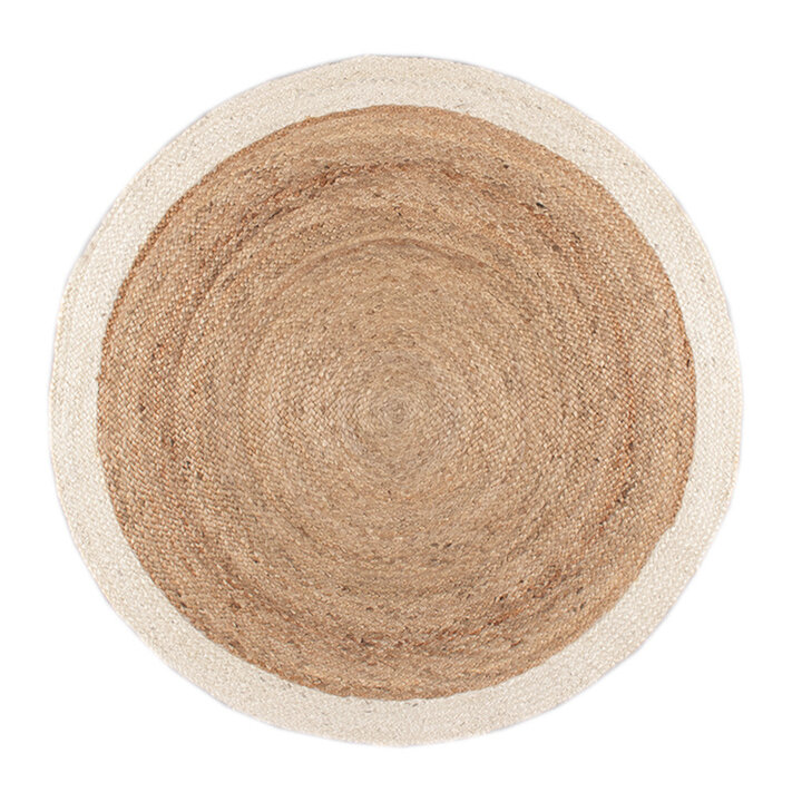 Jute Teppich Rund - Fair Natur Weiß - 1