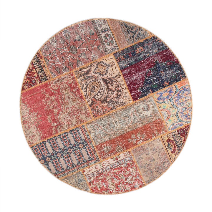 Teppich Patchwork Rund - Moods Rot No.16 - 1