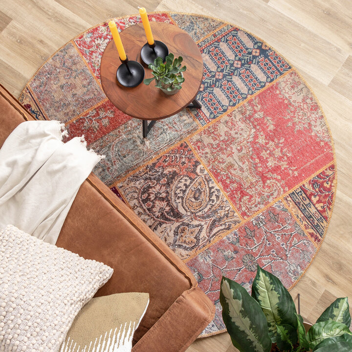 Teppich Patchwork Rund - Moods Rot No.16 - 3