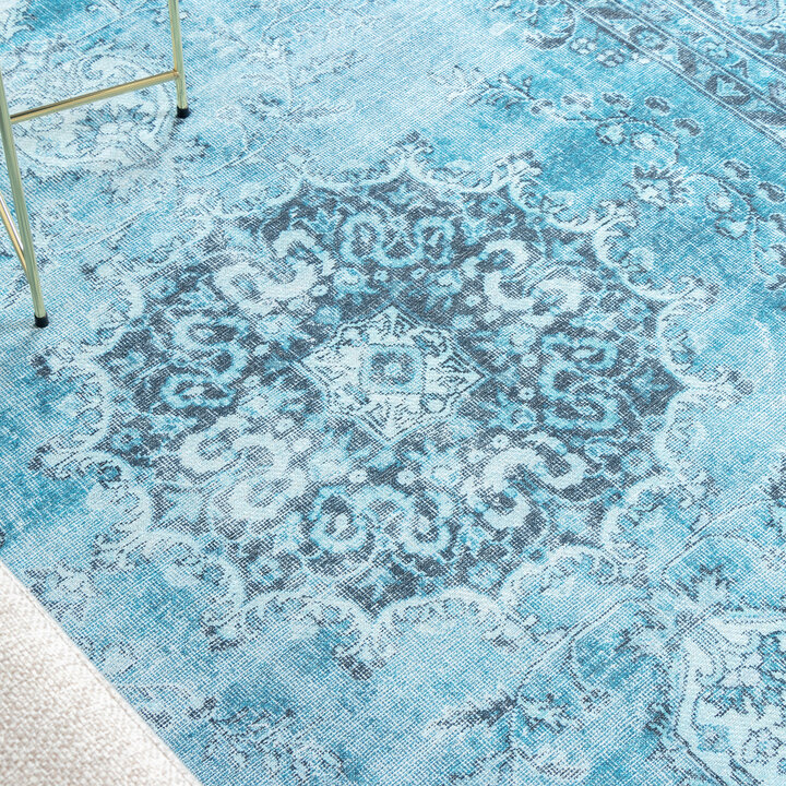 Teppich Vintage - Estate Medaillon Hellblau - 5