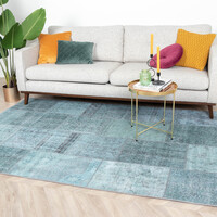 Teppich Patchwork - Estate Blau Grün 