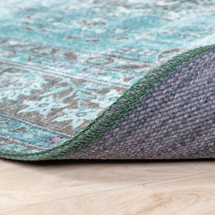 Teppich Vintage - Estate Medaillon Blau Grün - 7