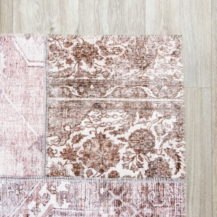 Patchwork Teppich - Lago Rot Rosa - 4