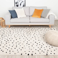 Teppich Hochflor - Grand Dots Creme Schwarz 