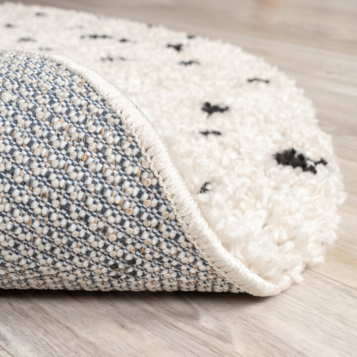 Teppich Hochflor Rund - Grand Dots Creme Schwarz - 5