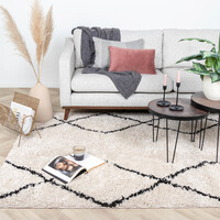 Teppich Hochflor - Sensa Double Creme Schwarz 