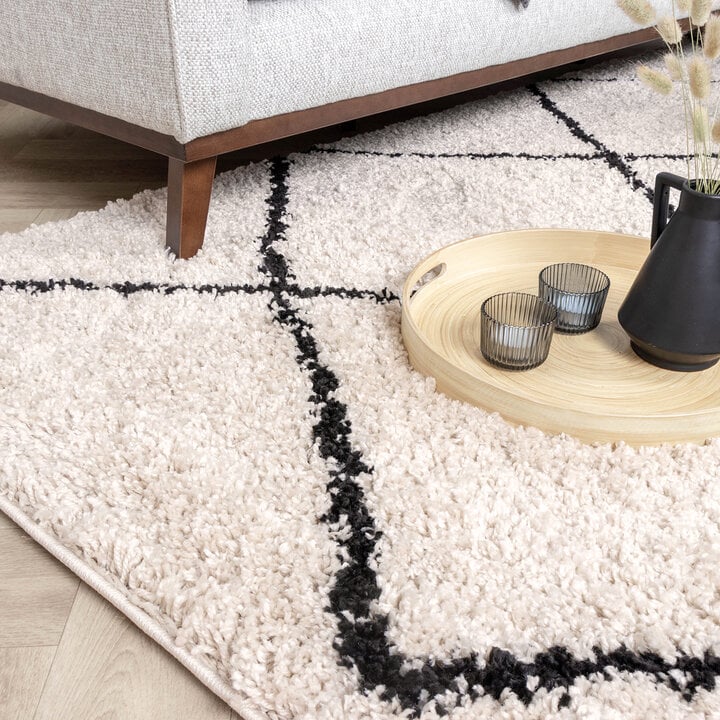 Teppich Hochflor - Sensa Lines Creme Schwarz - 3