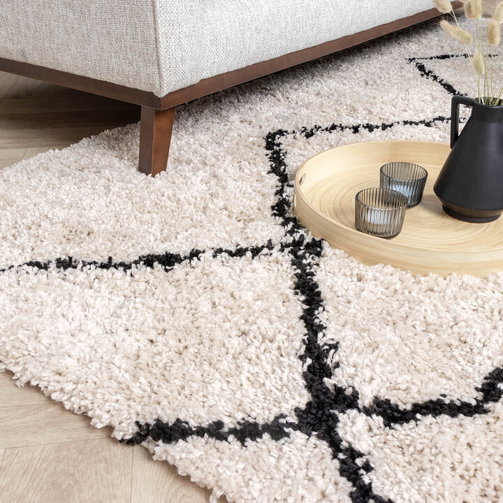 Teppich Hochflor - Sensa Pair Creme Schwarz - 3