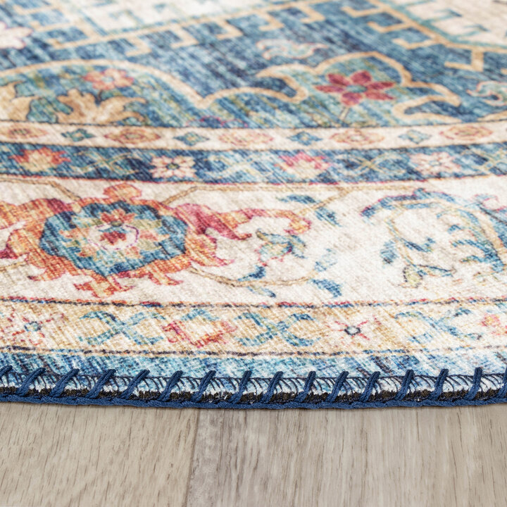 Teppich Vintage Rund - Azara Hellblau - 3