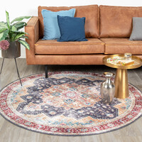 Teppich Vintage Rund - Azara Blau Rot 