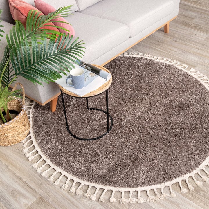 Teppich Hochflor Rund - Lofty Fringe Taupe - 3