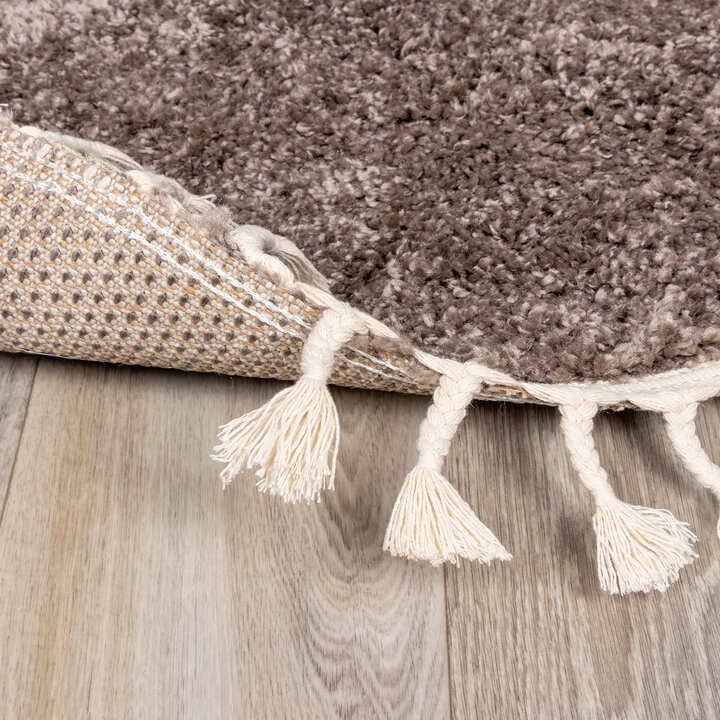 Teppich Hochflor Rund - Lofty Fringe Taupe - 5
