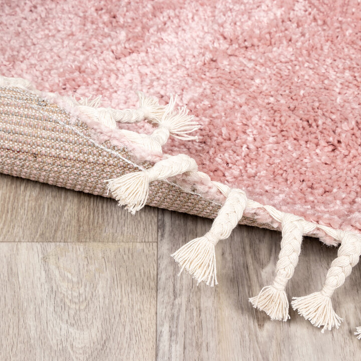 Teppich Hochflor Rund - Lofty Fringe Rosa - 5