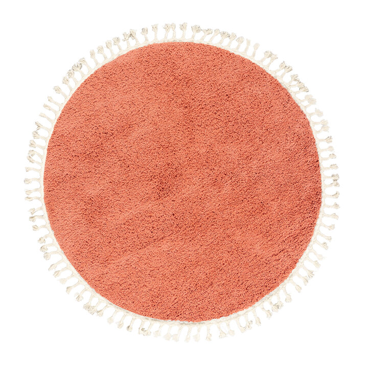 Teppich Hochflor Rund - Lofty Fringe Orange Rosa - 1