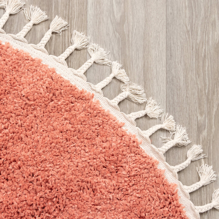 Teppich Hochflor Rund - Lofty Fringe Orange Rosa - 4