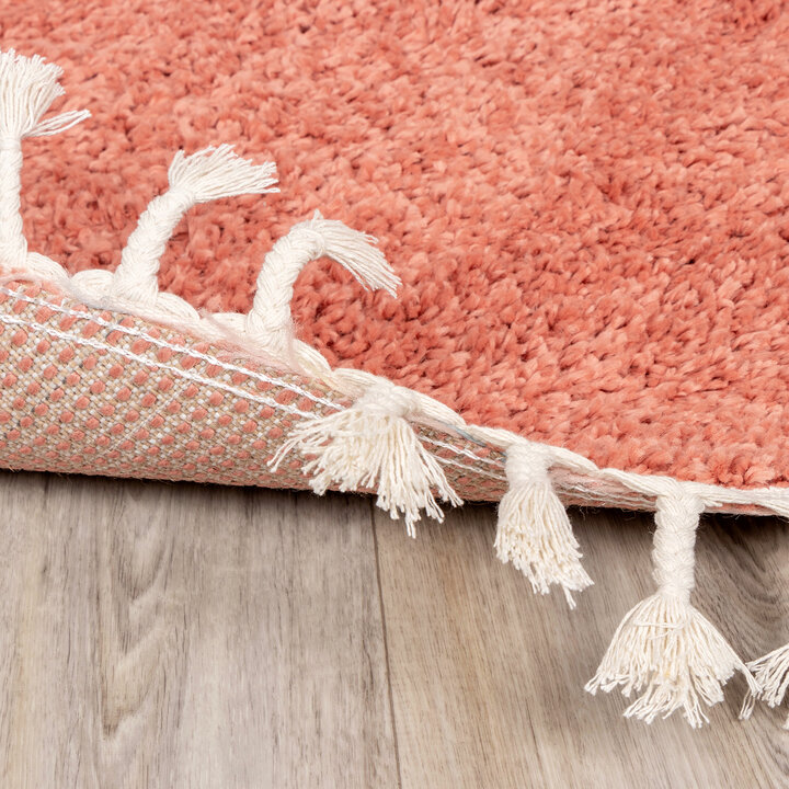Teppich Hochflor Rund - Lofty Fringe Orange Rosa - 5