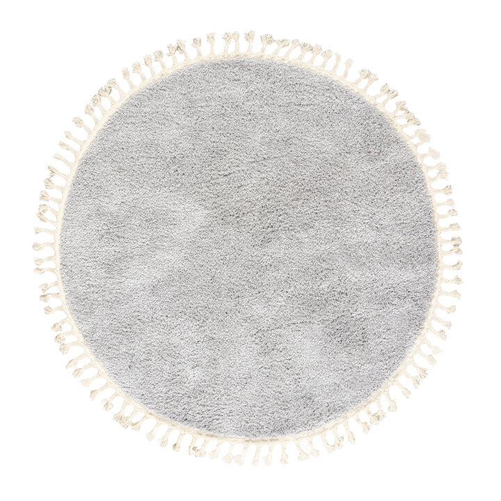 Teppich Hochflor Rund - Lofty Fringe Hellgrau - 1