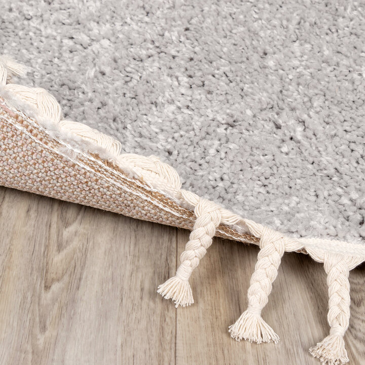 Teppich Hochflor Rund - Lofty Fringe Hellgrau - 4
