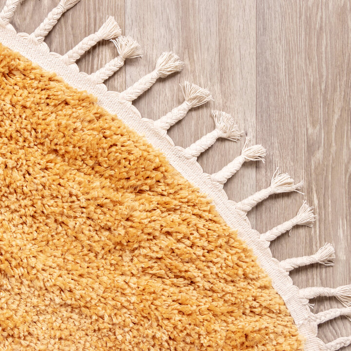 Teppich Hochflor Rund - Lofty Fringe Gelb - 4