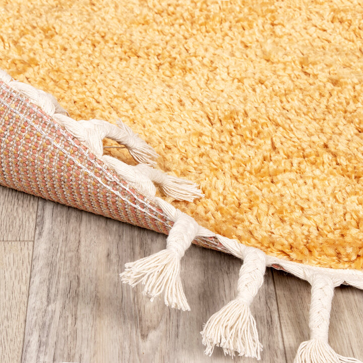 Teppich Hochflor Rund - Lofty Fringe Gelb - 5