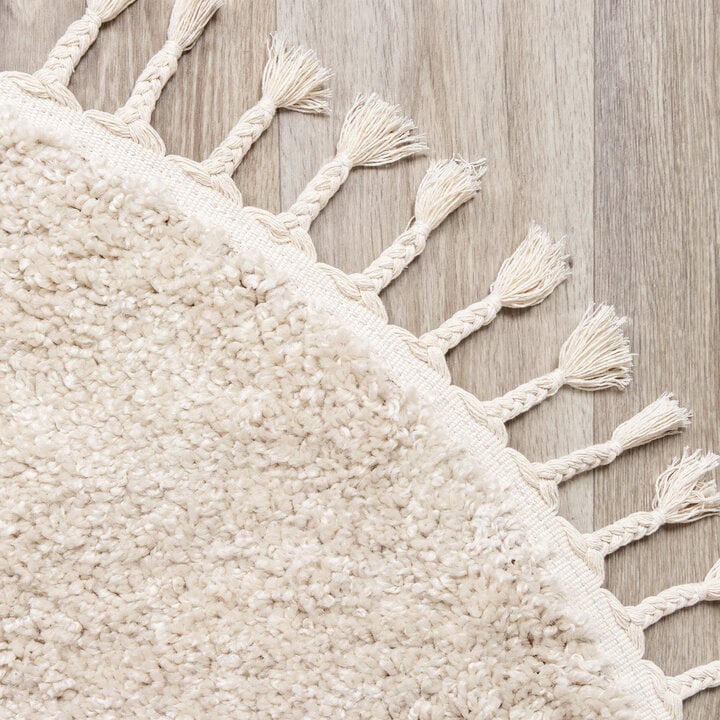 Teppich Hochflor Rund - Lofty Fringe Creme Weiß - 3