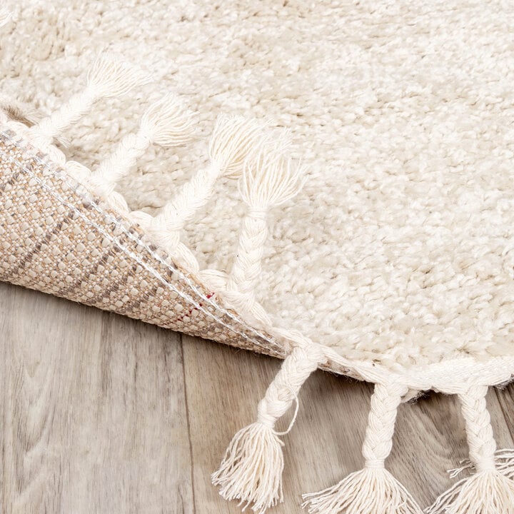 Teppich Hochflor Rund - Lofty Fringe Creme Weiß - 5