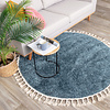 Teppich Hochflor Rund - Lofty Fringe Blau