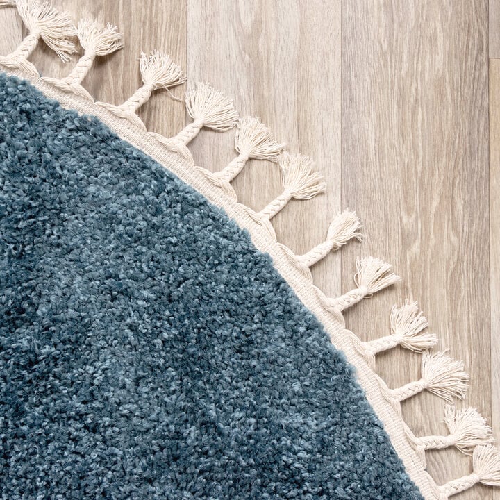 Teppich Hochflor Rund - Lofty Fringe Blau - 4