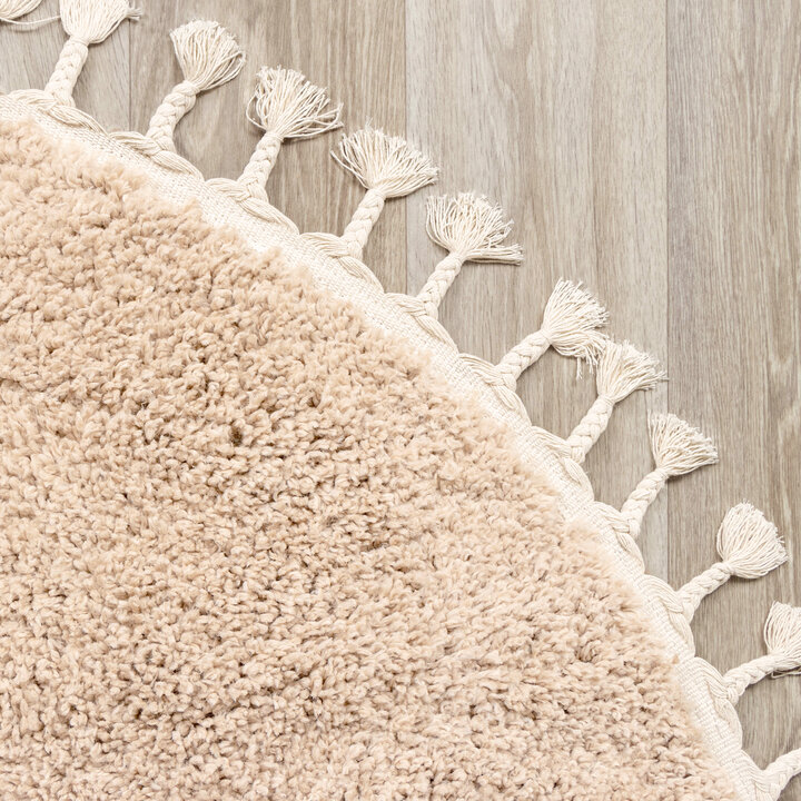 Teppich Hochflor Rund - Lofty Fringe Beige - 4