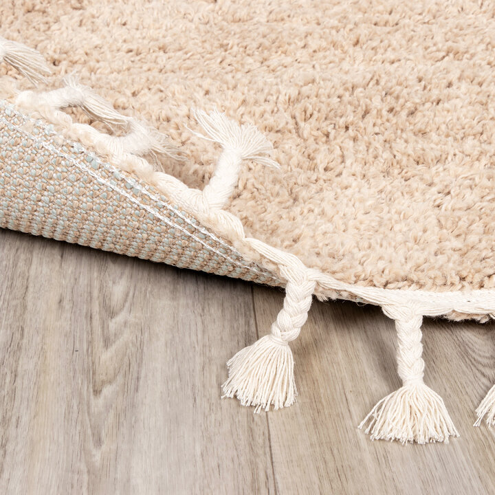 Teppich Hochflor Rund - Lofty Fringe Beige - 5