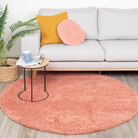 Teppich Hochflor Rund - Lofty Orange Rosa 