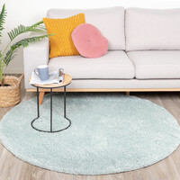 Teppich Hochflor Rund - Lofty Hellblau Türkis