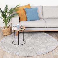 Teppich Hochflor Rund - Lofty Hellgrau 