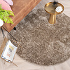 Hochflor Teppich Rund - Glazy Taupe Braun