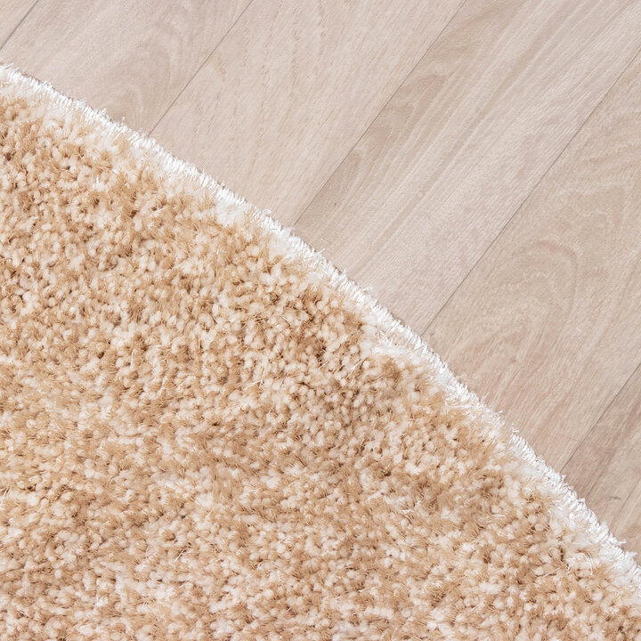 Hochflor Teppich Rund - Glazy Beige Creme - 4