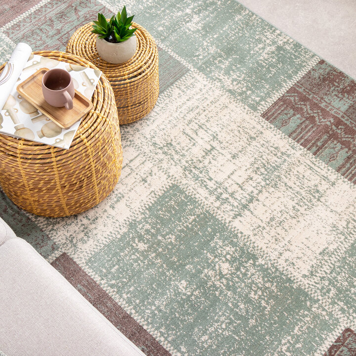 Teppich Vintage - Spring Patchwork Grün Grau - 3