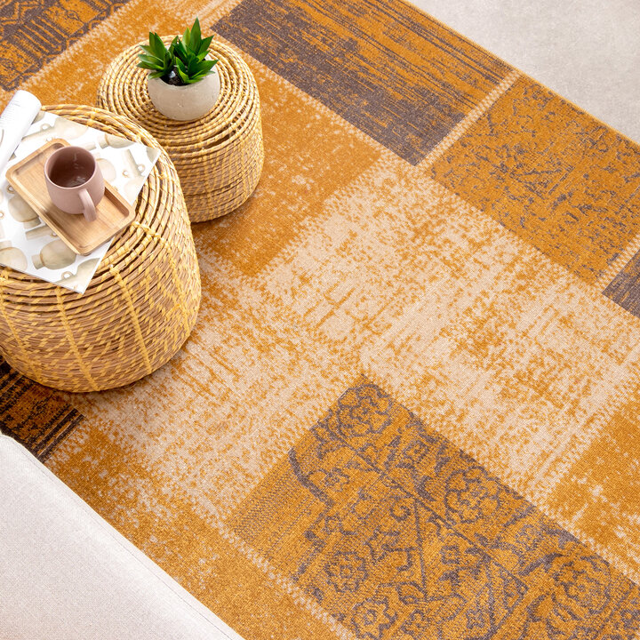 Teppich Vintage - Spring Patchwork Ockergelb Taupe - 3