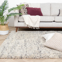 Hochflor Wollteppich - Royal Creme/Grau 