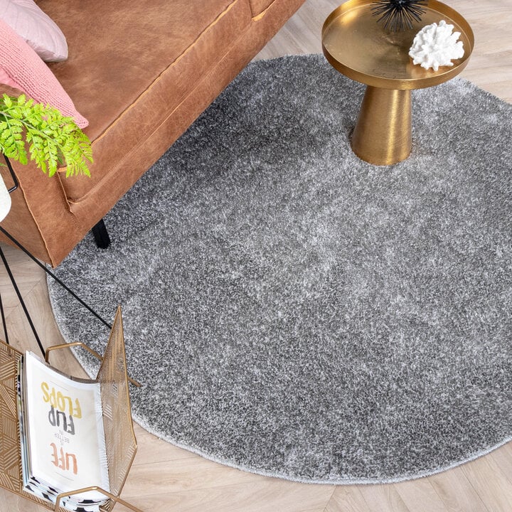 Hochflor Teppich Rund - Glazy Hellgrau - 1