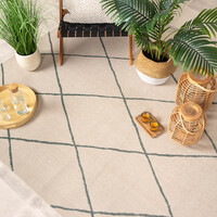 Teppich Skandinavisch  - Odin Lines Creme/Grün 