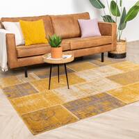 Teppich Vintage - Spring Patchwork Ockergelb Taupe 