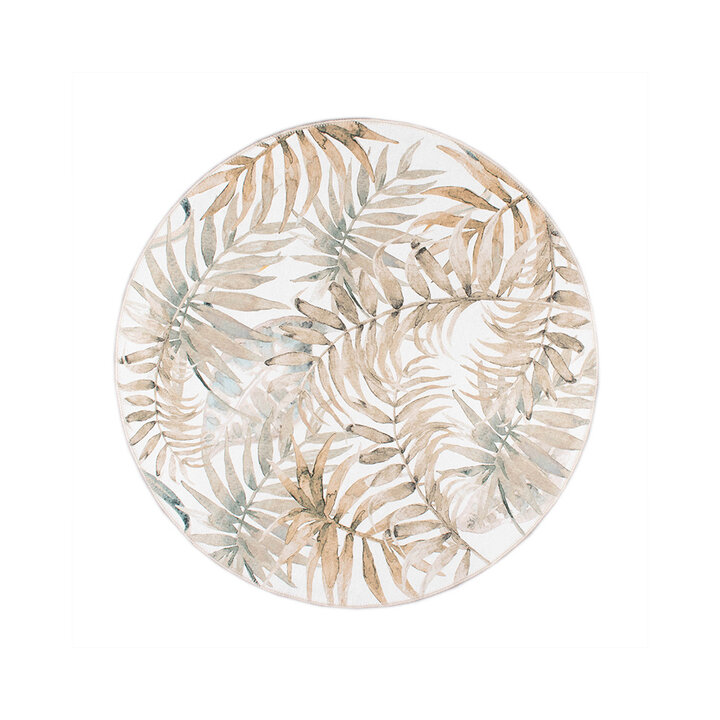 Boho Teppich Rund - Palmier Blätter Naturel - 1