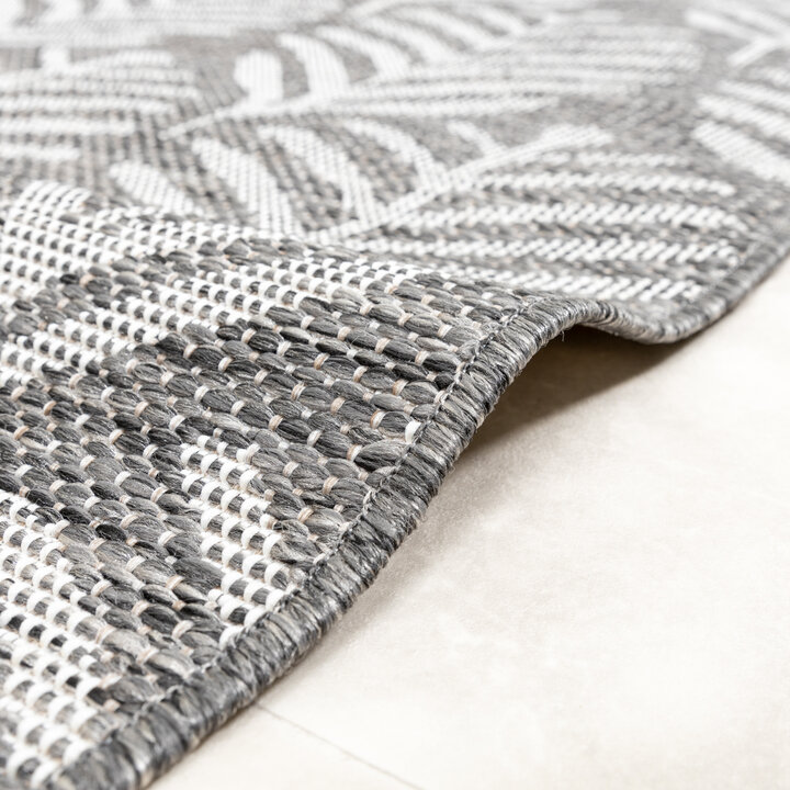 In- & Outdoor Teppich Rund - Summer Leaves Grau - 5