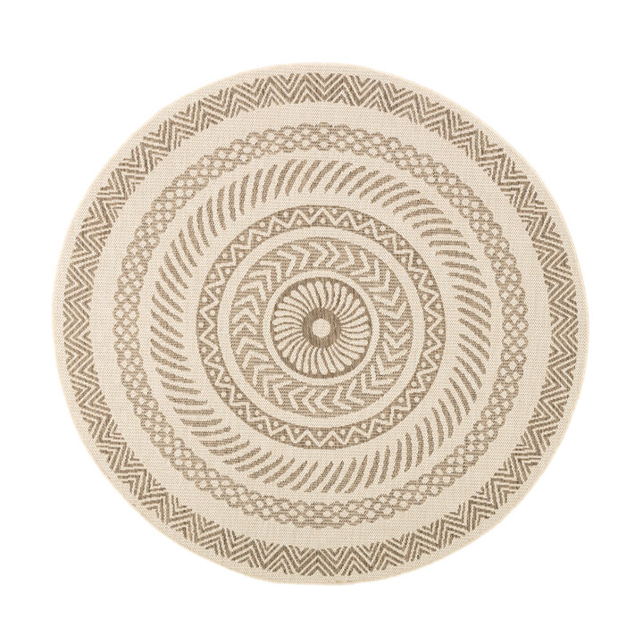 In- & Outdoor Jute Teppich Rund - Nomad Aztec Creme - 1