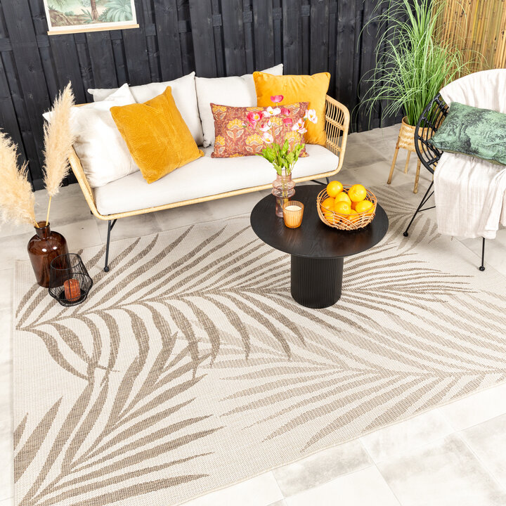 In- & Outdoor Jute Teppich - Nomad Leaves Creme - 3