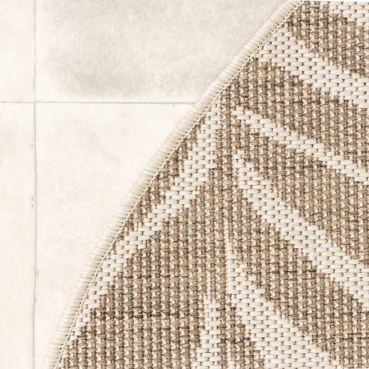 In- & Outdoor Jute Teppich Rund - Nomad Leaves Creme - 4