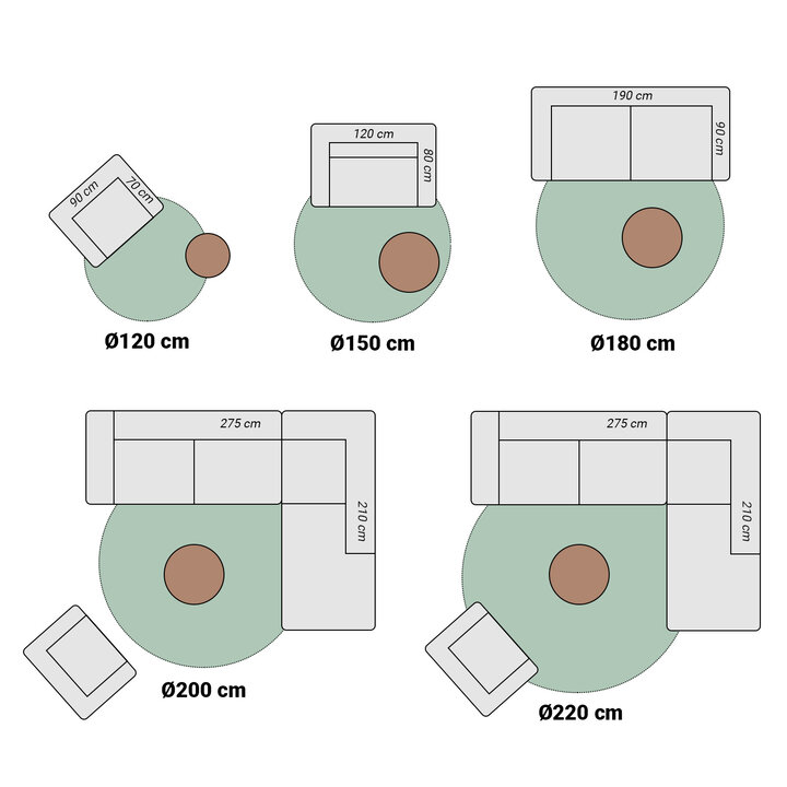 Hochflor Teppich Rund - Comfy Supreme Grün - 7