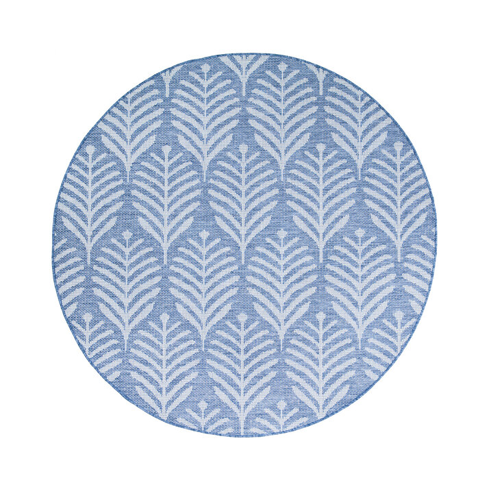 In- & Outdoor Teppich Rund - Summer Leaves Blau - 1
