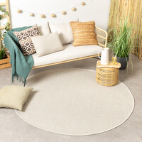 In-& Outdoor Teppich Rund - Malta Melange Creme
