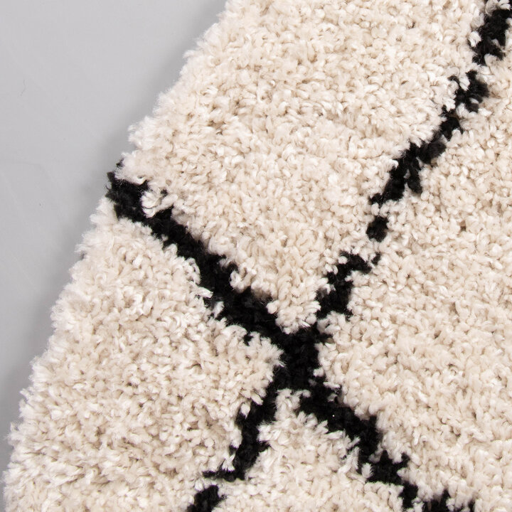 Teppich Hochflor Rund - Grand Lines Creme Schwarz - 6